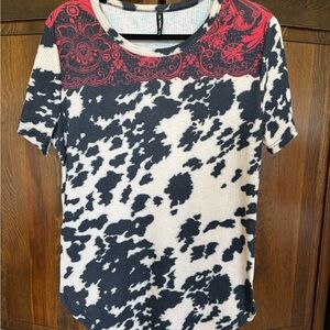 Crazy Train “Making Moo-ves” Cowprint Top